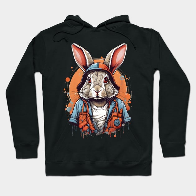 Cute Rabbit Dressed In Clothes Anthropomorphic Design Hoodie by TF Brands